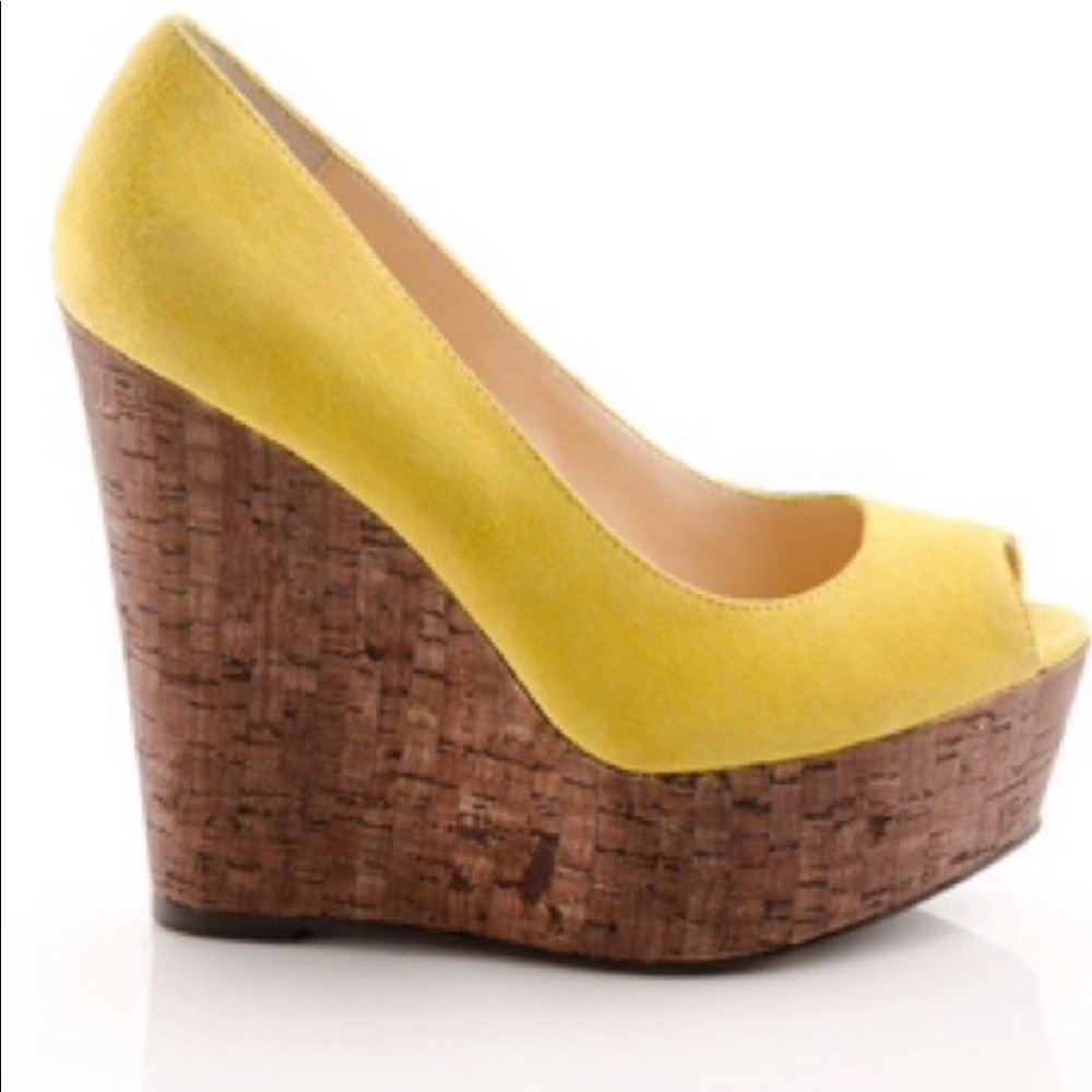 Shoe mint Cortney Yellow Suede Wedge Heel